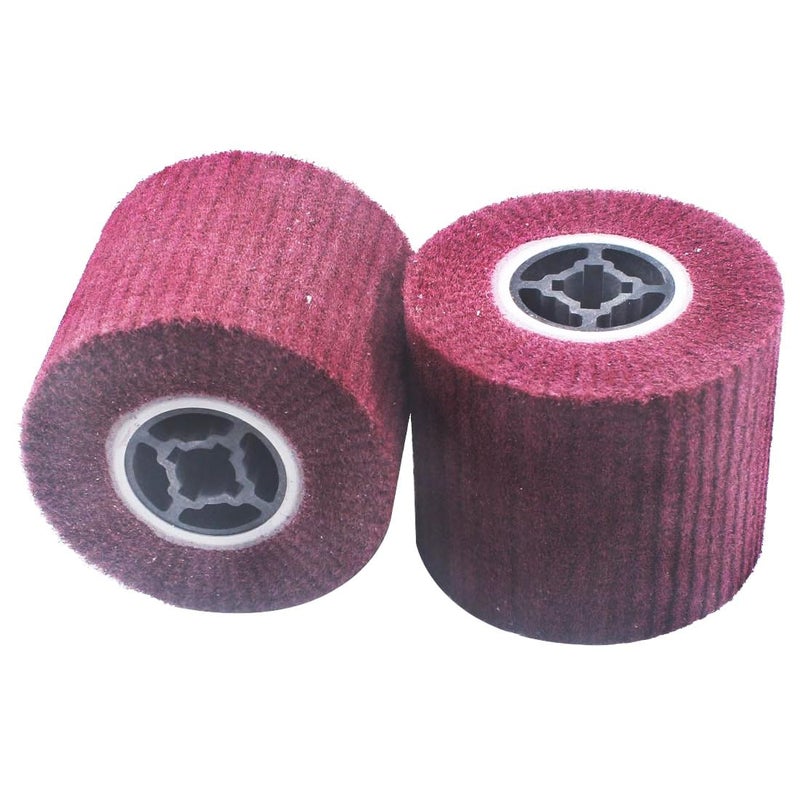 JUNLIXN 4.5" x 4" Non Woven Abrasive Drawing Drum, 3/4" Quad Keyway Burnishing Wheel for Hand held Polishing Machine 320 Grit Sanding Drum Surface Conditioning Tool (Pack of 2) - Image 1